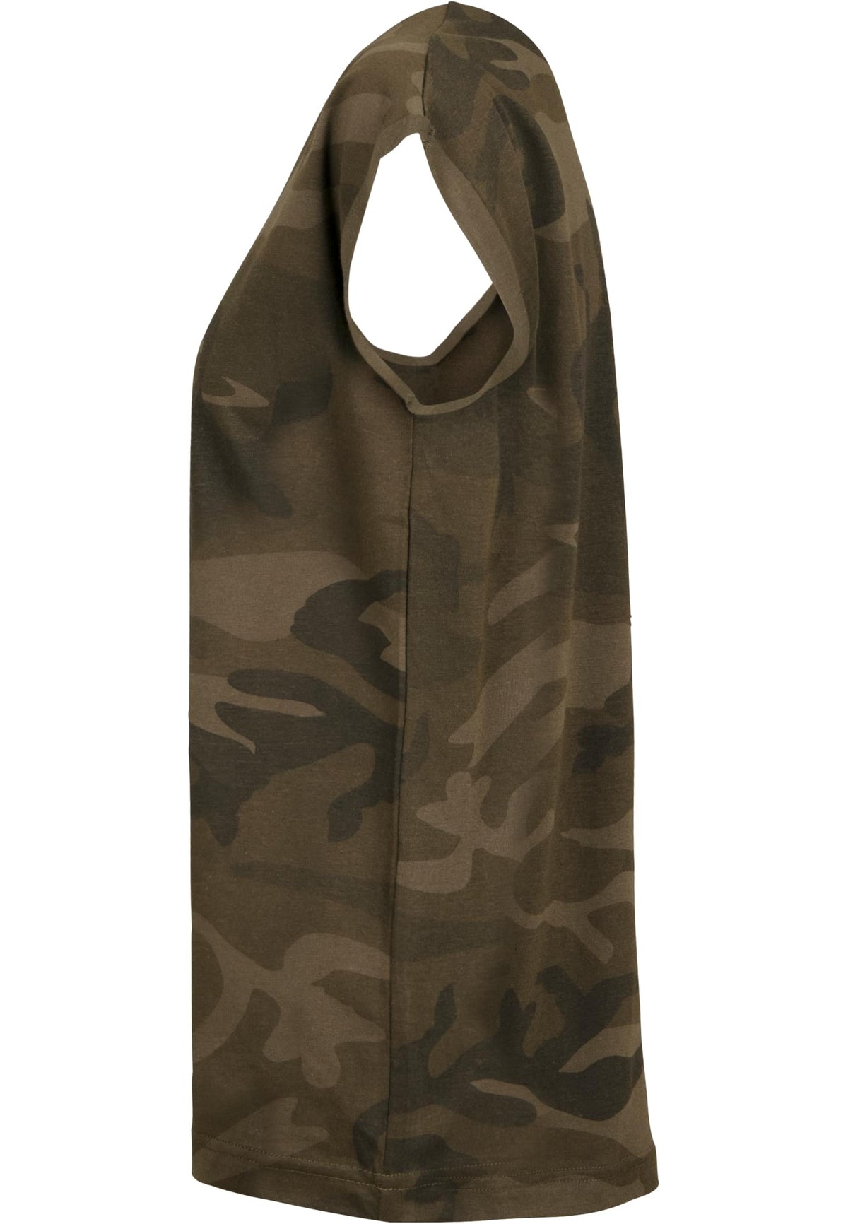 Ladies Extended Shoulder Camo Tee in Olive Camo, Detailansicht
