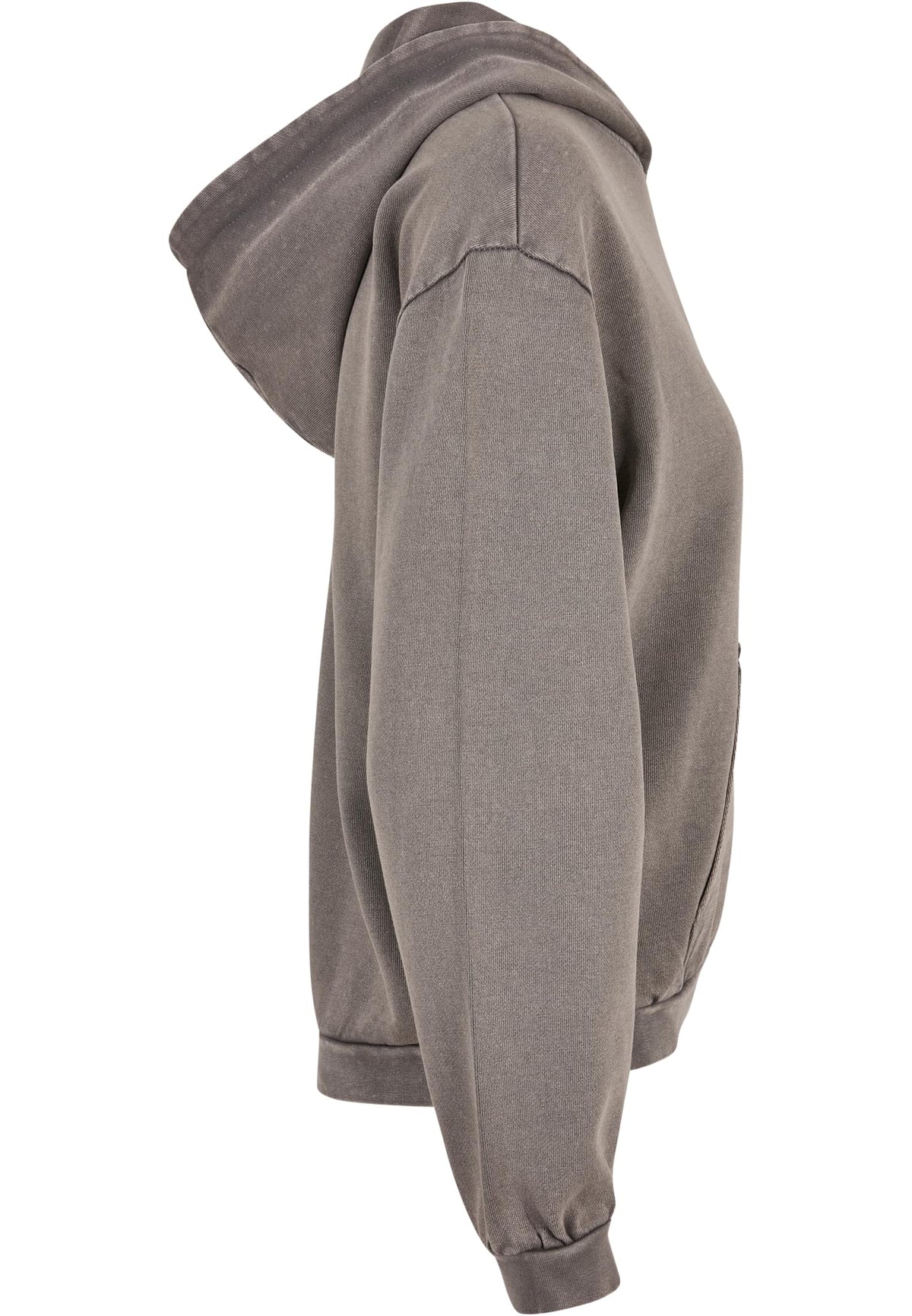 Ladies Acid Washed Oversize Hoody in Asphalt, Detailansicht