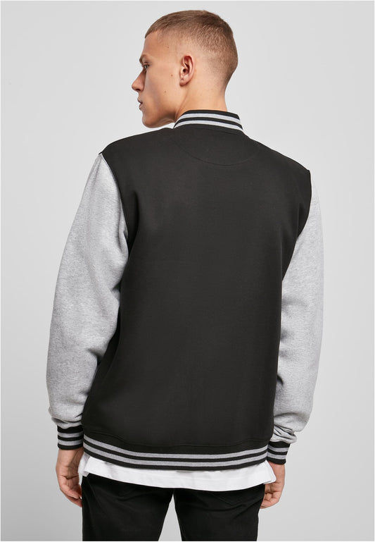 Sweat College Jacket in Black-H.Grey, getragen