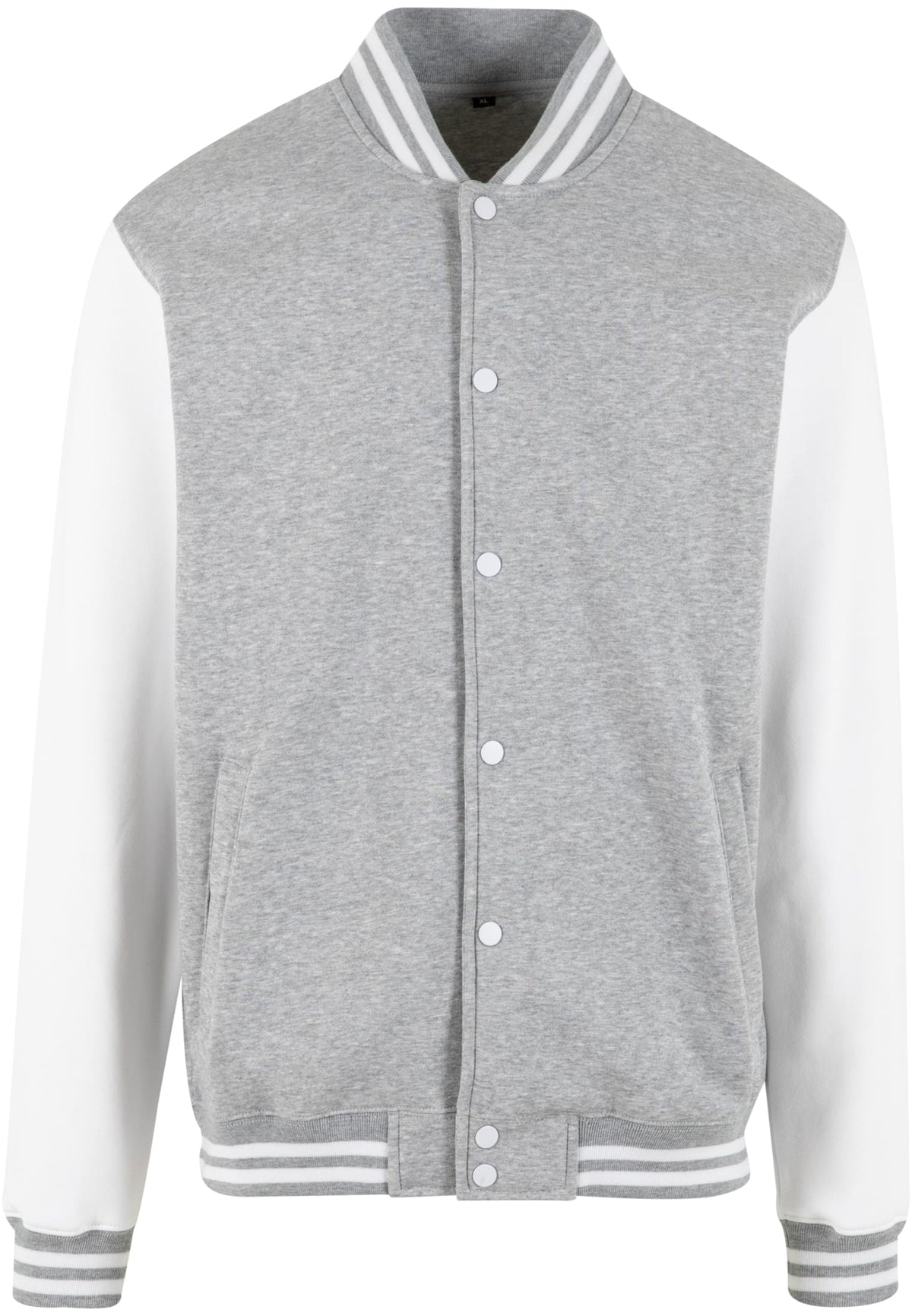 Sweat College Jacket in H.Grey-White, Vorderansicht