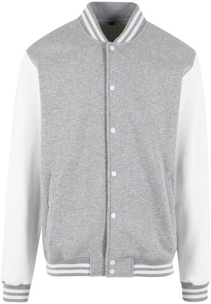Sweat College Jacket in H.Grey-White, Vorderansicht