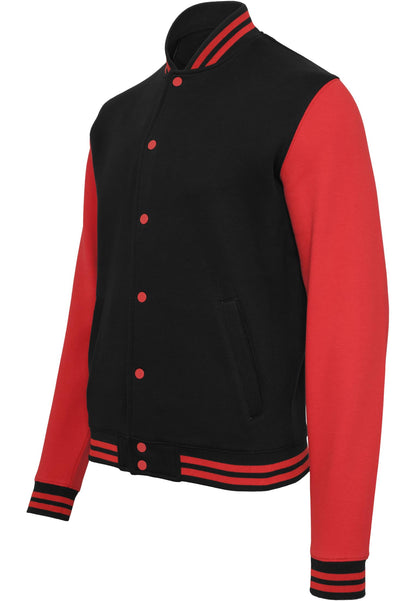 Sweat College Jacket in Blk-Red, Detailansicht