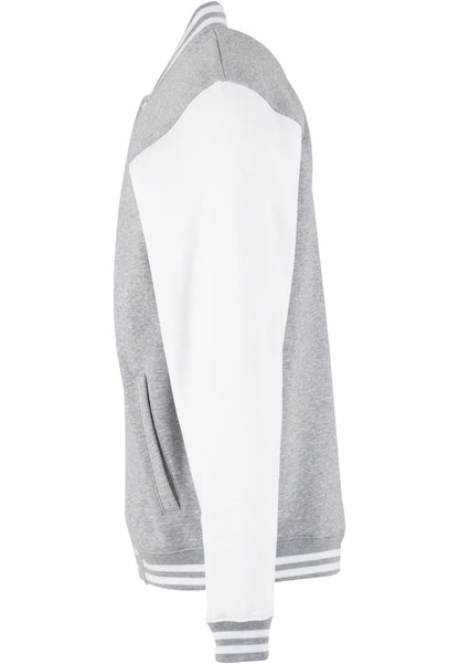 Sweat College Jacket in H.Grey-White, Detailansicht