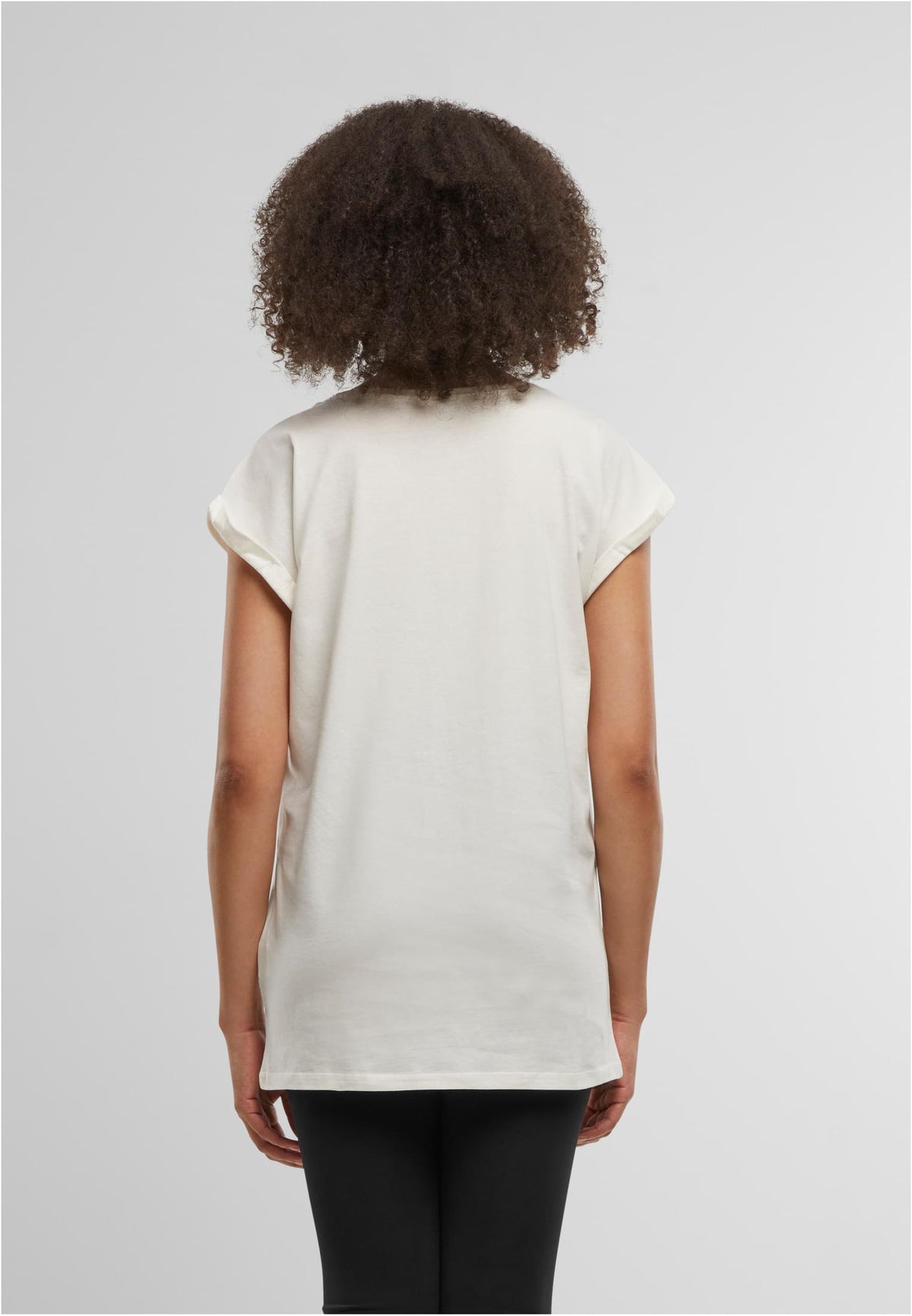 Ladies Extended Shoulder Tee in Ready For Dye, getragen
