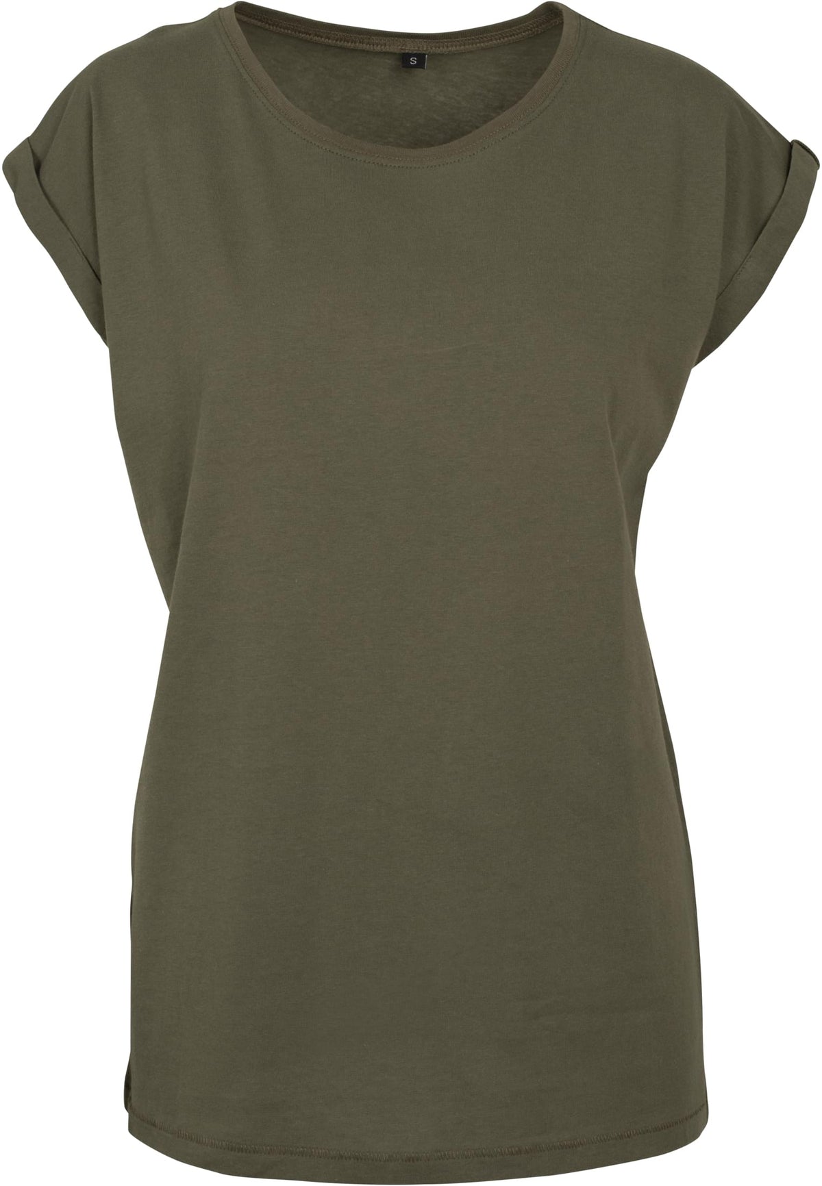 Ladies Extended Shoulder Tee in Olive, Vorderansicht
