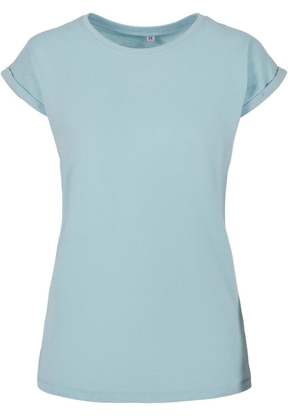 Ladies Extended Shoulder Tee in Ocean Blue, Vorderansicht