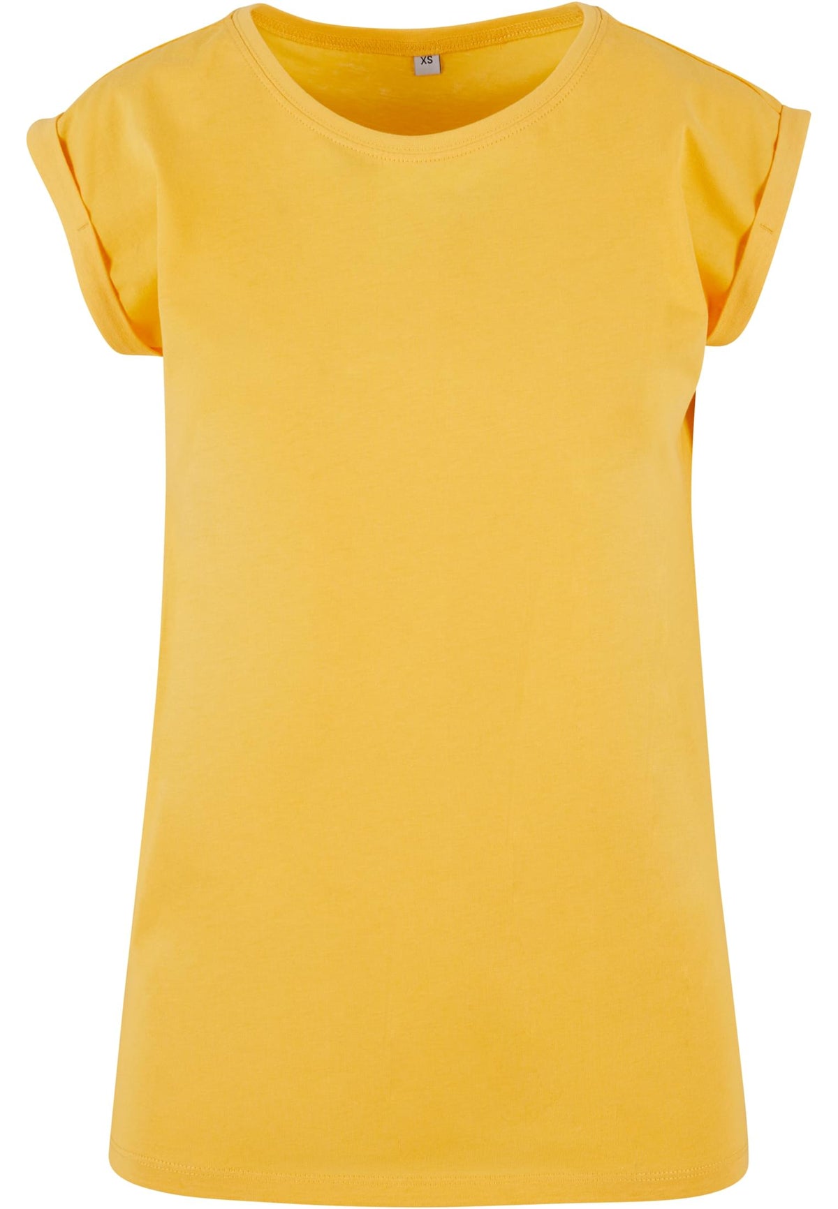 Ladies Extended Shoulder Tee in Dim Yellow, Vorderansicht