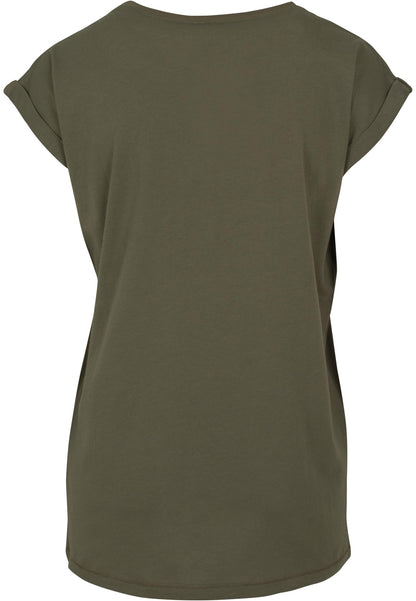 Ladies Extended Shoulder Tee in Olive, Rückansicht