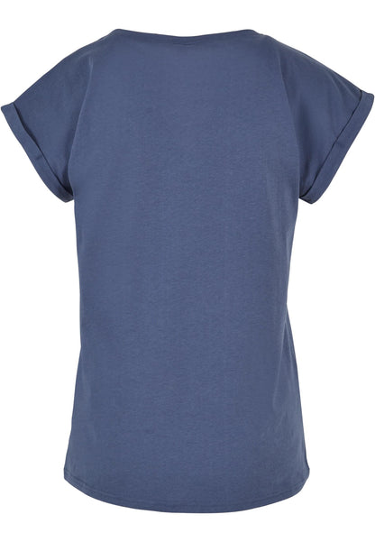 Ladies Extended Shoulder Tee in Vintage Blue, Rückansicht