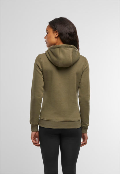 Ladies Heavy Hoody in Olive, getragen