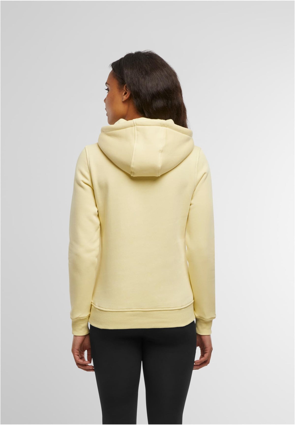 Ladies Heavy Hoody in Soft Yellow, getragen