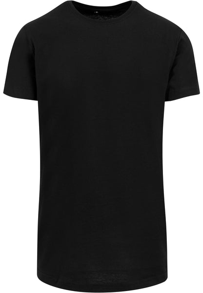 Shaped Long Tee in Schwarz, Vorderansicht