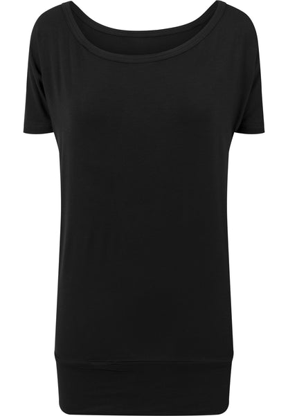 Ladies Viscose Tee in Schwarz, Vorderansicht