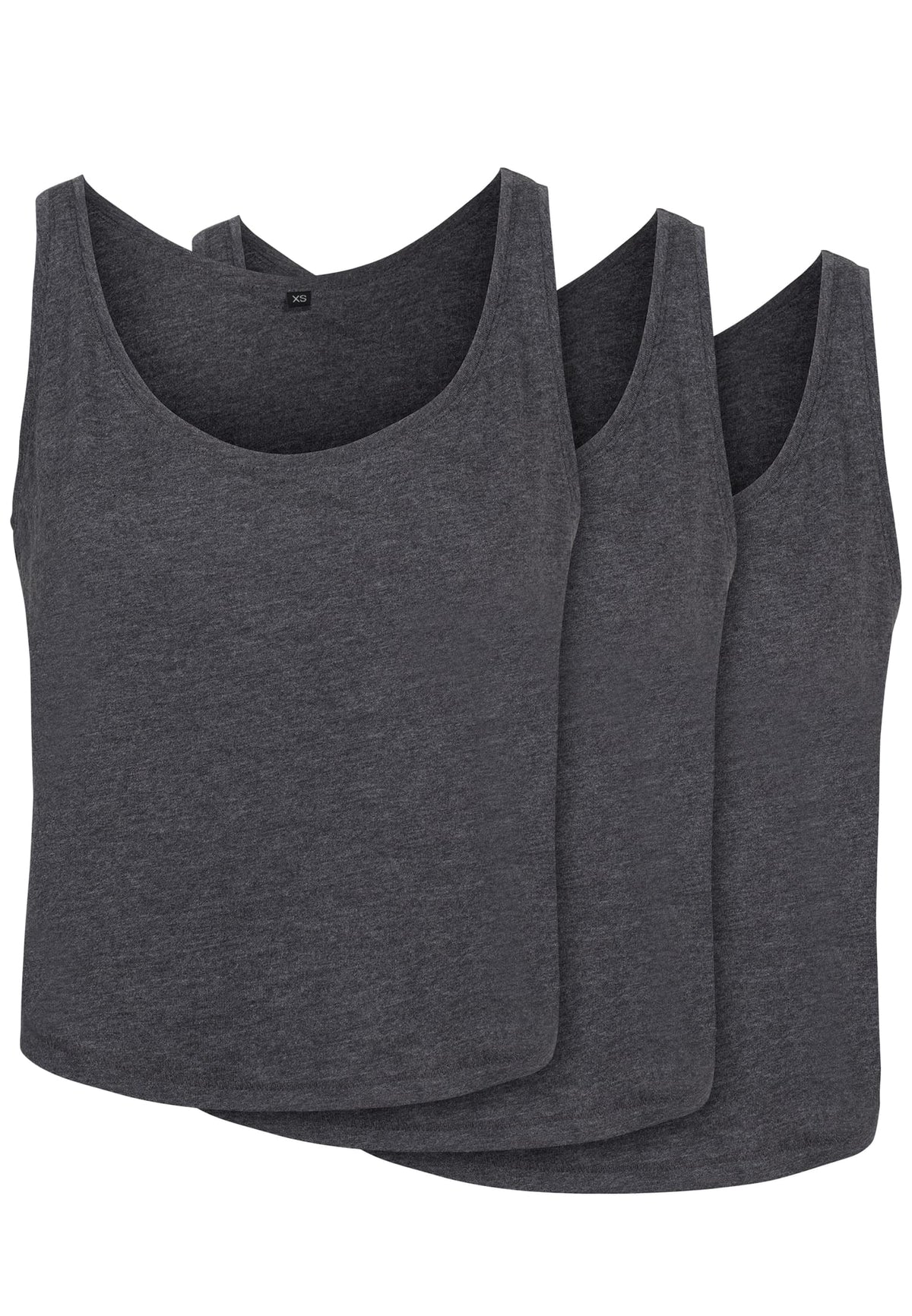Ladies Oversized Tanktop 3-Pack in Charcoal, Detailansicht