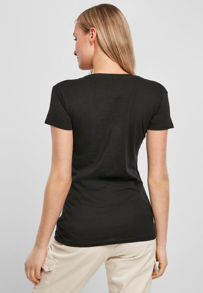 Ladies Merch T-Shirt in Schwarz, getragen