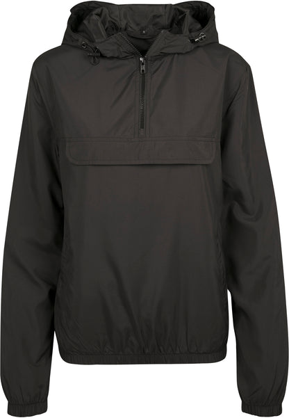 Ladies Basic Pull Over Jacket in Schwarz, Vorderansicht