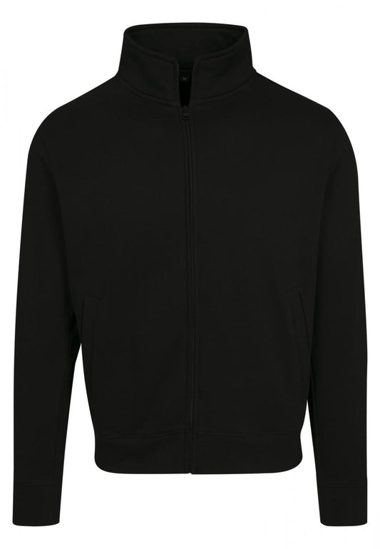 High Neck Sweat Zip Cardigan in Schwarz, Vorderansicht