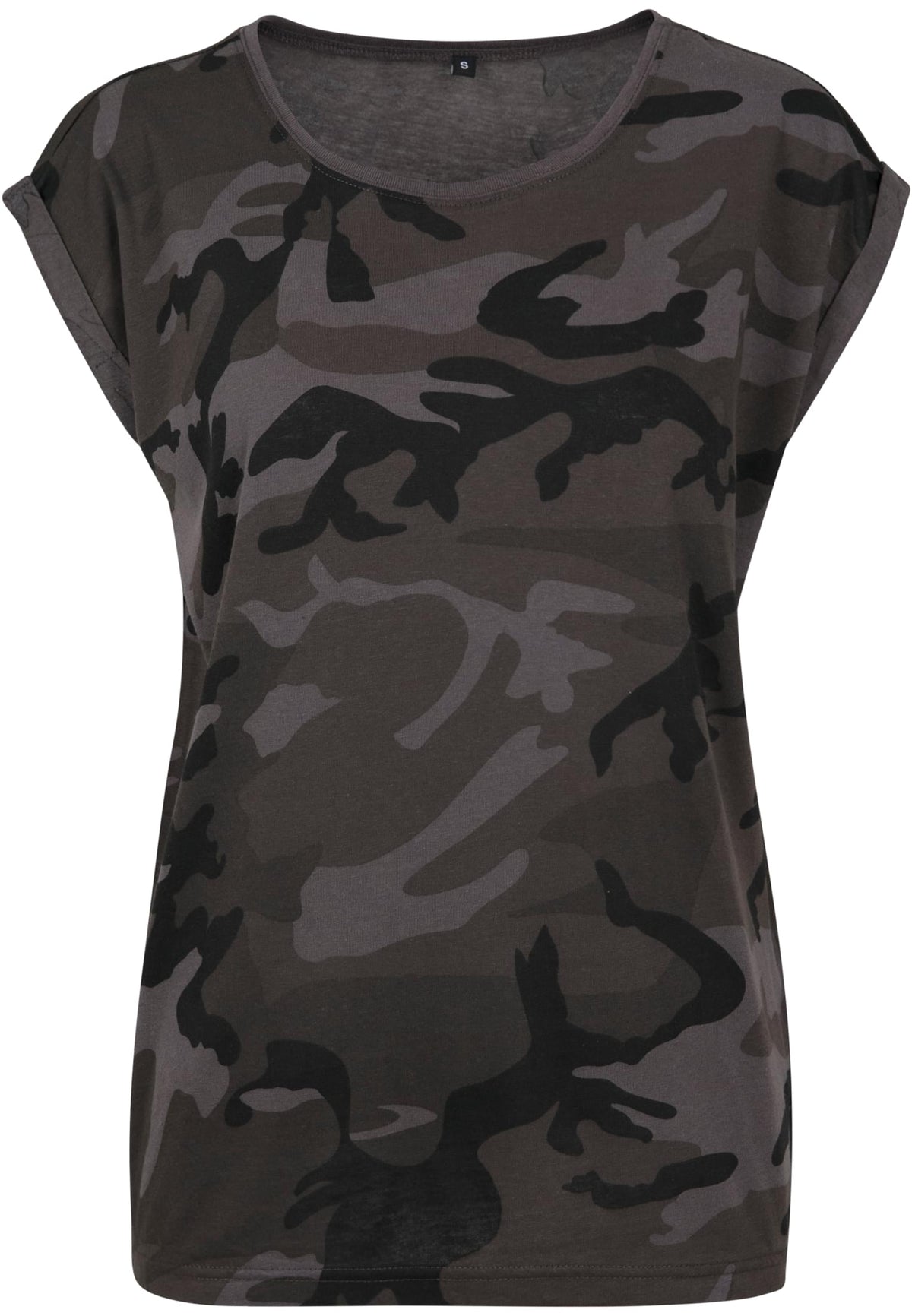 Ladies Extended Shoulder Camo Tee in Dark Camo, Vorderansicht