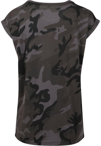 Ladies Extended Shoulder Camo Tee in Dark Camo, Rückansicht