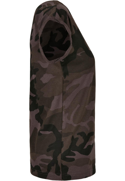 Ladies Extended Shoulder Camo Tee in Dark Camo, Detailansicht