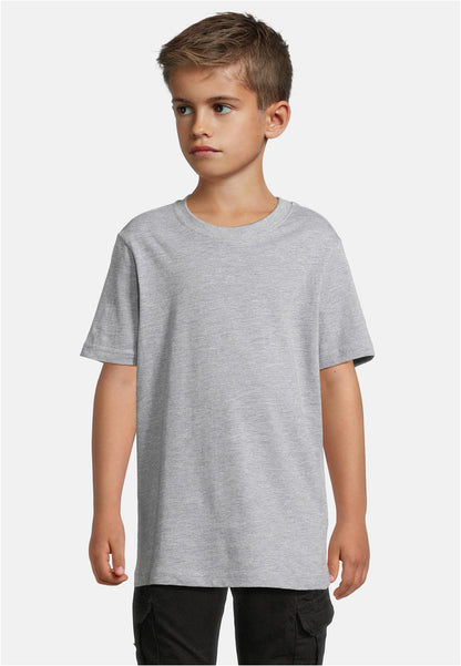 Kids Basic Tee in Heather Grey, getragen