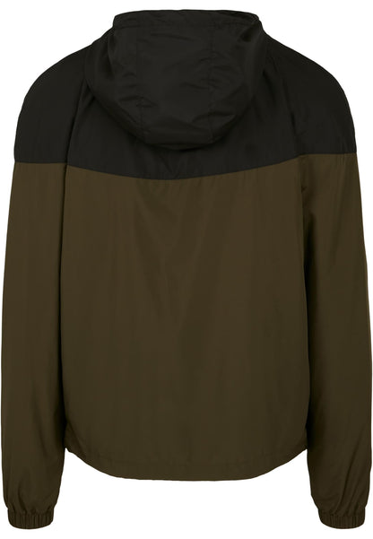 2-Tone Tech Windrunner in Blk-Dark Olive, Rückansicht