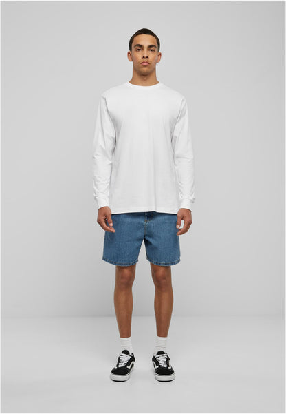Essentials Longsleeve with Cuffrib in White, getragen