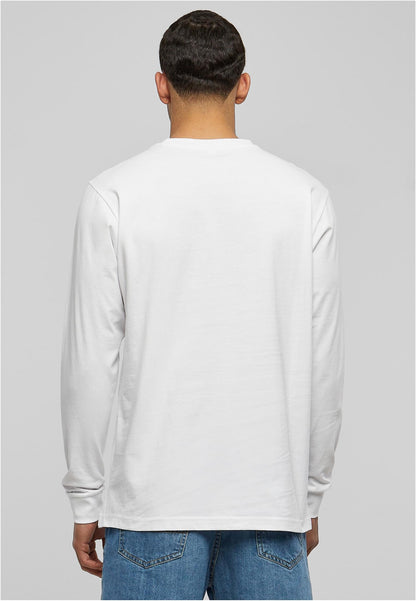 Essentials Longsleeve with Cuffrib in White, getragen