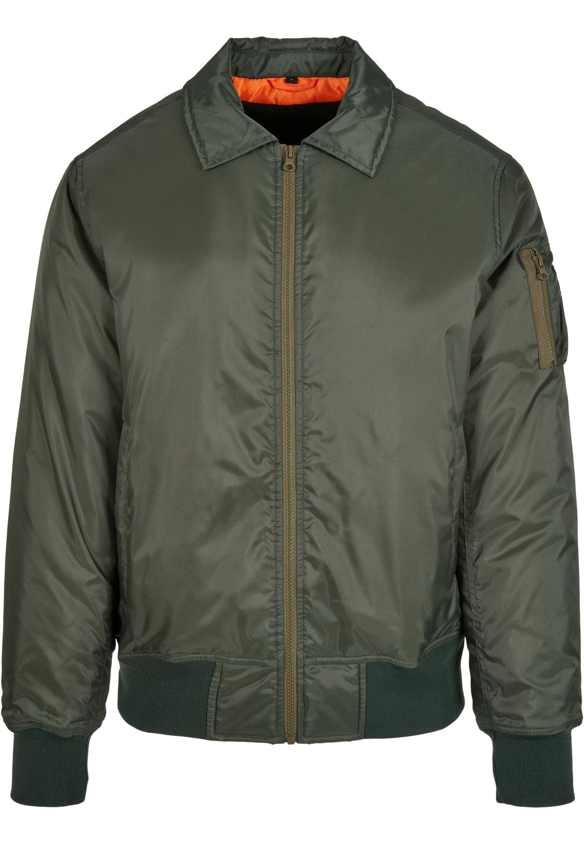Collar Bomber Jacket in Dark Olive, Vorderansicht
