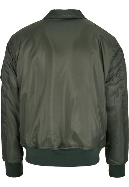 Collar Bomber Jacket in Dark Olive, Rückansicht