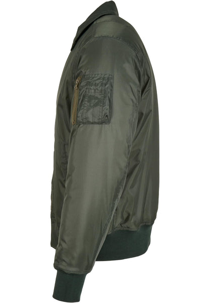 Collar Bomber Jacket in Dark Olive, Detailansicht