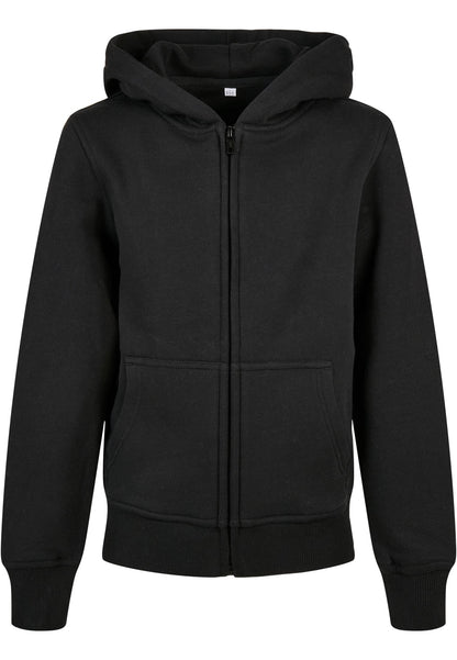 Essentials Basic Kids Zip Hoody in Schwarz, Vorderansicht
