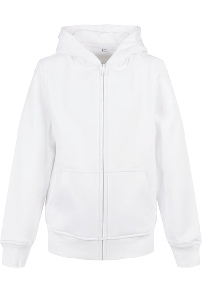 Essentials Basic Kids Zip Hoody in White, Vorderansicht