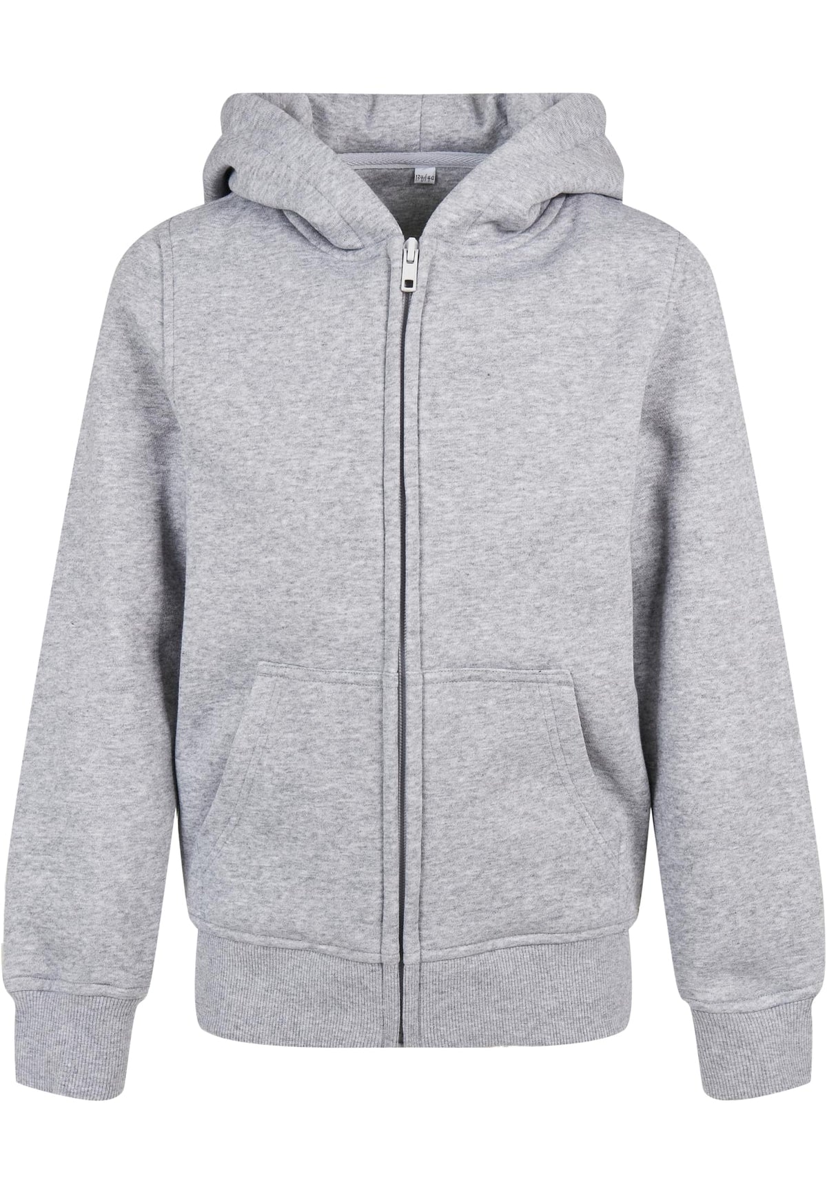 Essentials Basic Kids Zip Hoody in Heather Grey, Vorderansicht