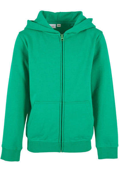 Essentials Basic Kids Zip Hoody in Grass Green, Vorderansicht