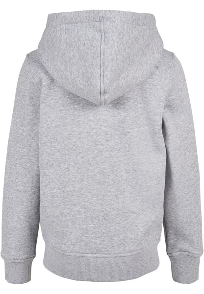Essentials Basic Kids Zip Hoody in Heather Grey, Rückansicht