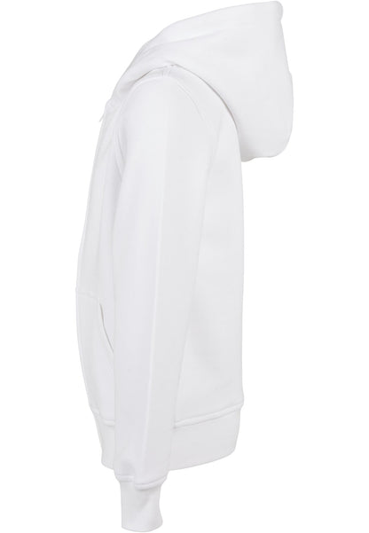 Essentials Basic Kids Zip Hoody in White, Detailansicht