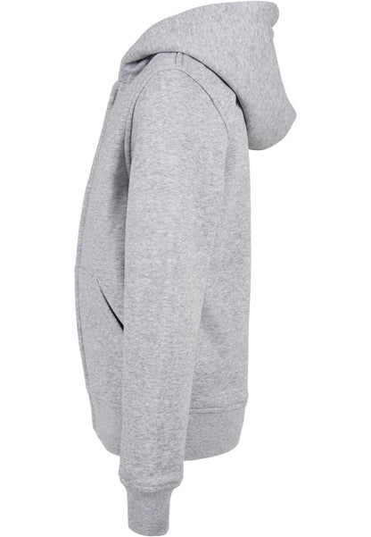 Essentials Basic Kids Zip Hoody in Heather Grey, Detailansicht