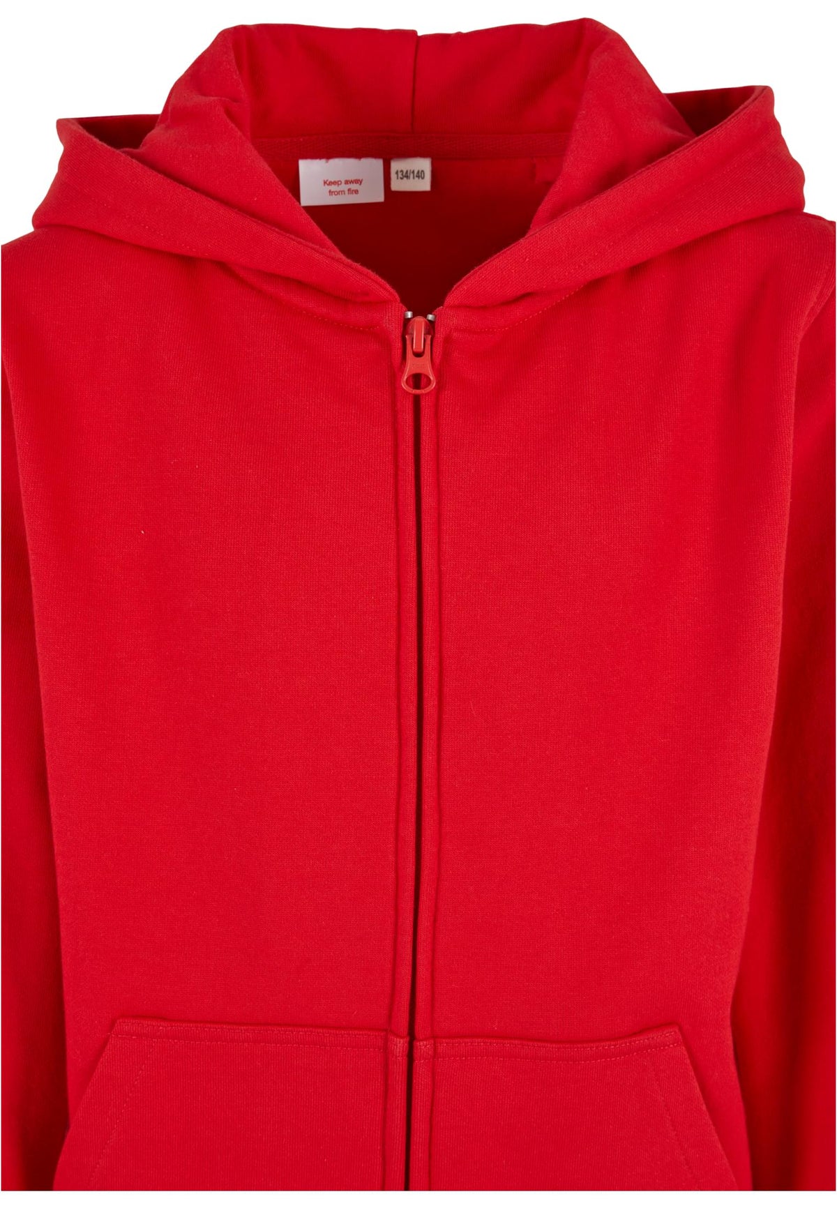 Essentials Basic Kids Zip Hoody in City Red, Detailansicht
