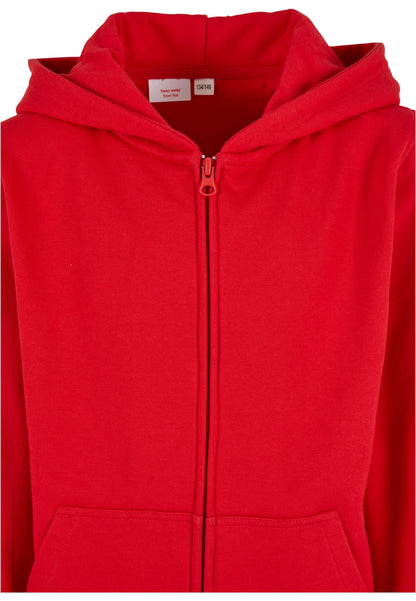 Essentials Basic Kids Zip Hoody in City Red, Detailansicht