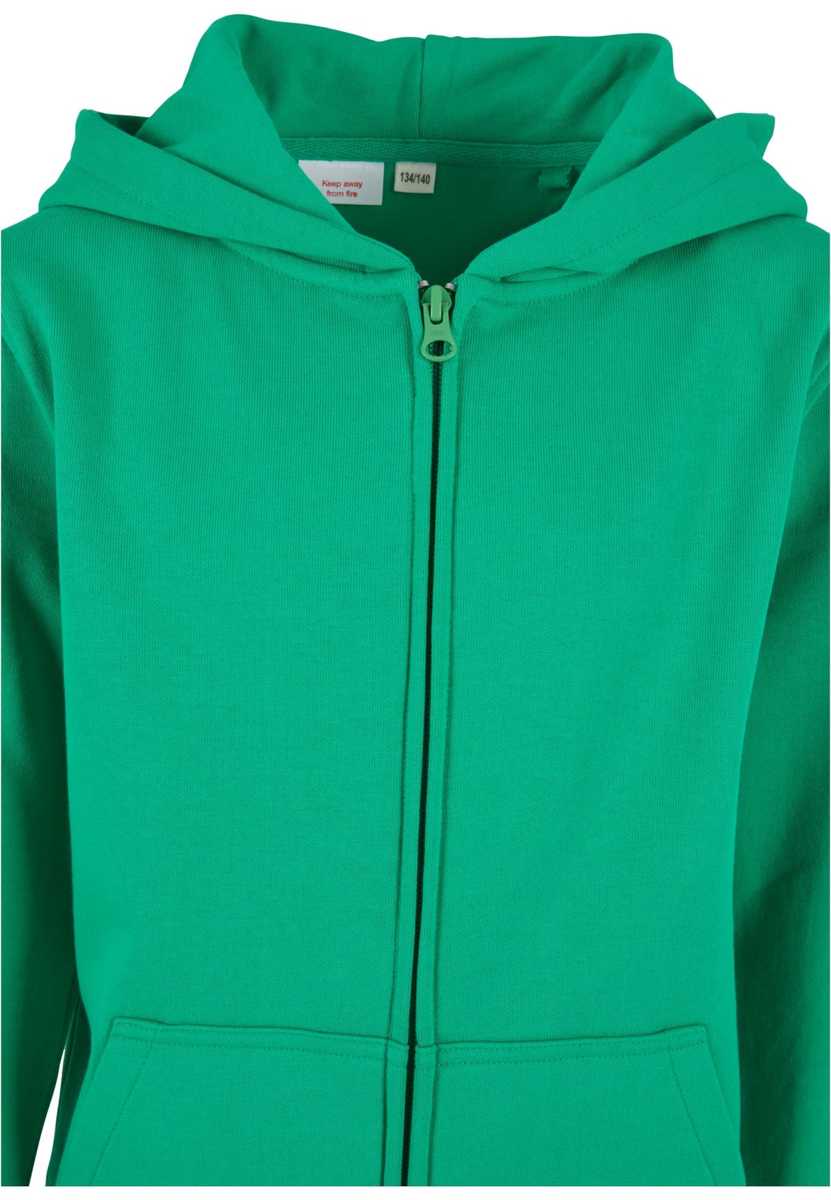 Essentials Basic Kids Zip Hoody in Grass Green, Detailansicht
