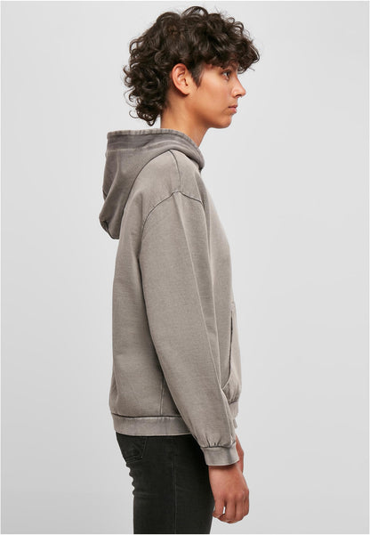 Ladies Acid Washed Oversize Hoody in Asphalt, getragen