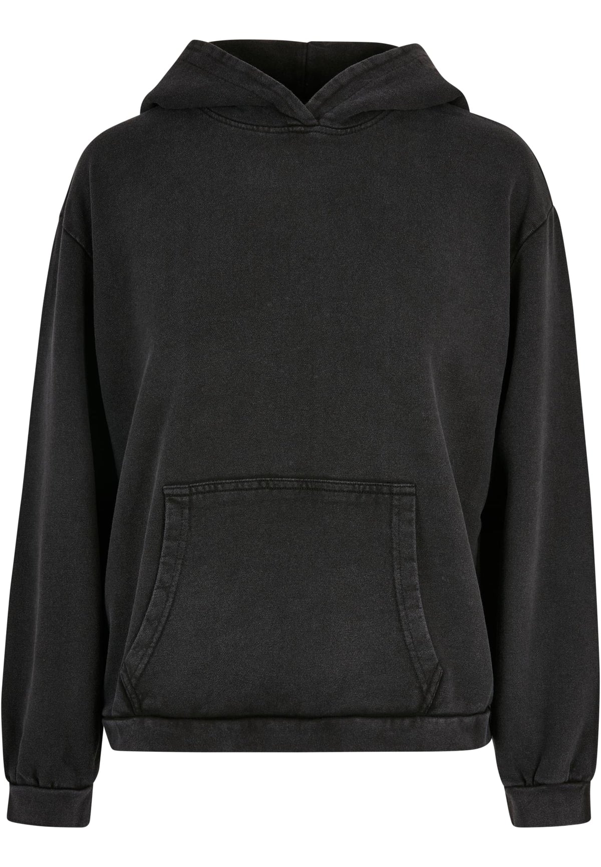 Ladies Acid Washed Oversize Hoody in Schwarz, Vorderansicht