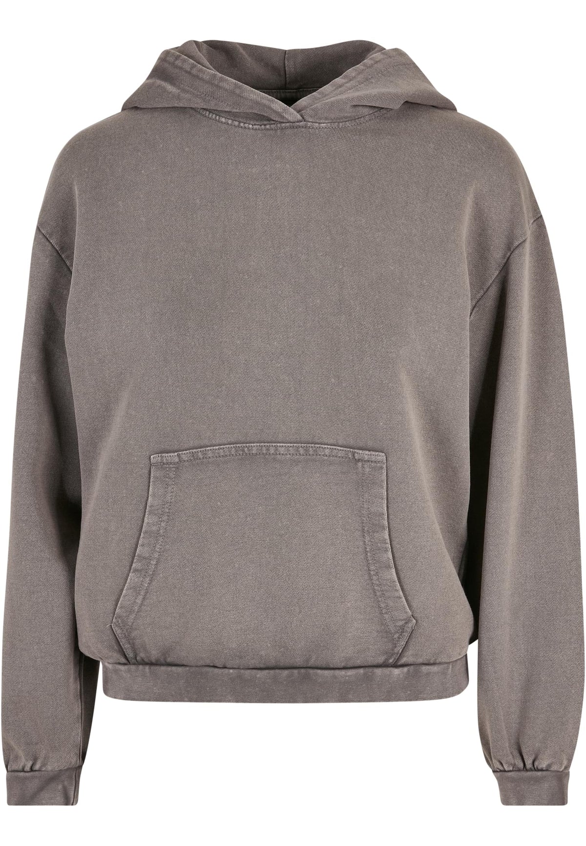 Ladies Acid Washed Oversize Hoody in Asphalt, Vorderansicht