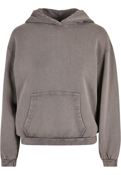 Ladies Acid Washed Oversize Hoody in Asphalt, Vorderansicht