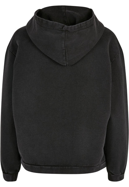 Ladies Acid Washed Oversize Hoody in Schwarz, Rückansicht
