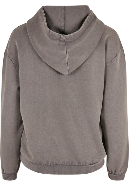 Ladies Acid Washed Oversize Hoody in Asphalt, Rückansicht