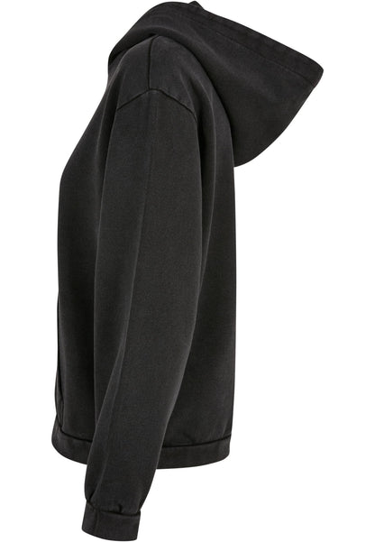 Ladies Acid Washed Oversize Hoody in Schwarz, Detailansicht