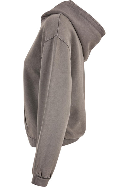 Ladies Acid Washed Oversize Hoody in Asphalt, Detailansicht