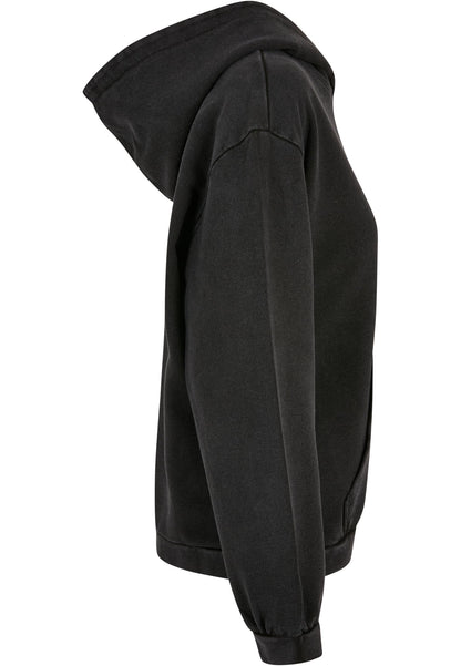 Ladies Acid Washed Oversize Hoody in Schwarz, Detailansicht